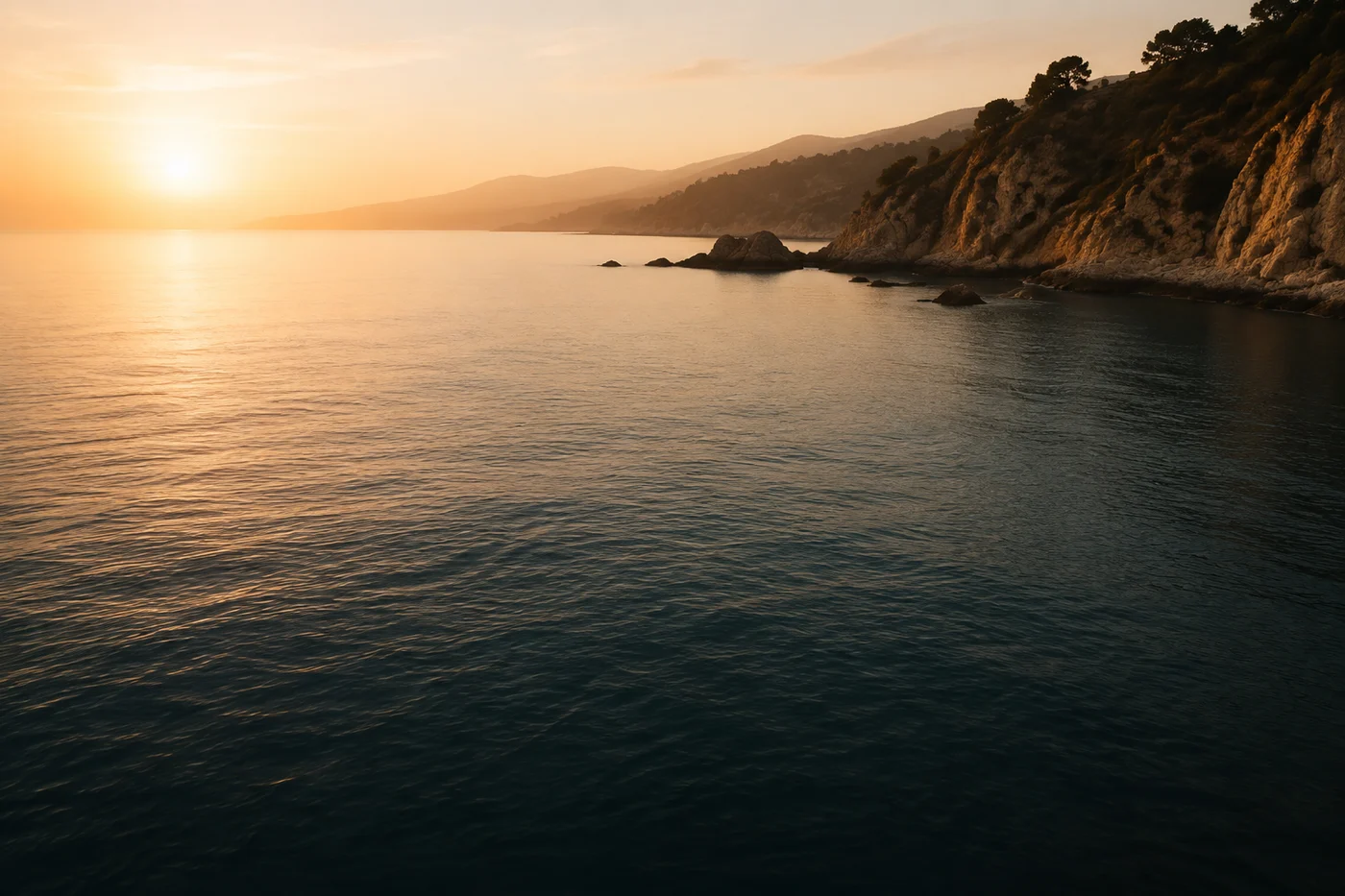 Gün batımında deniz kıyısı